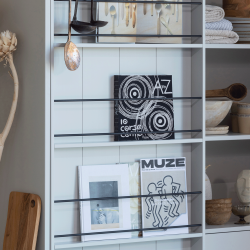 Armoire 1 porte coulissante + 2 tiroirs en bois pin massif gris PIKA