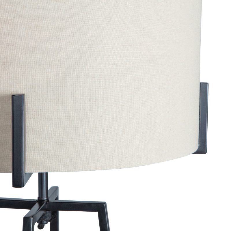 Lampadaire en métal noir et tissu blanc JINX