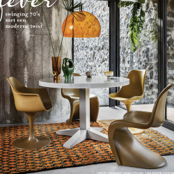 Table à manger ronde robuste en bois de manguier couleur argile LUTHOR