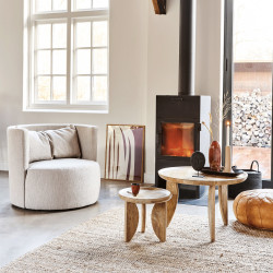 Ensemble de tables d'appoint gigognes rondes en bois de manguier LANE