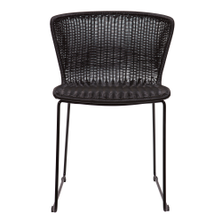 Lot de 2 chaises en aspect rotin et métal noir KASSIS