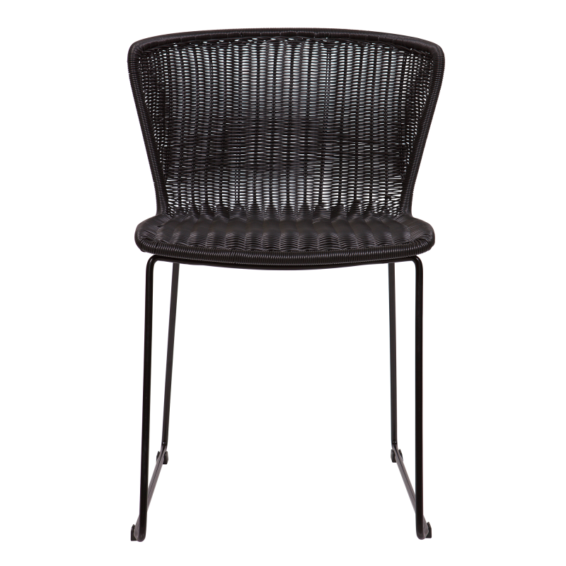 Lot de 2 chaises en aspect rotin et métal noir KASSIS