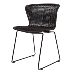 Lot de 2 chaises en aspect rotin et métal noir KASSIS