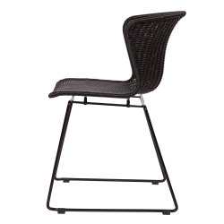 Lot de 2 chaises en aspect rotin et métal noir KASSIS