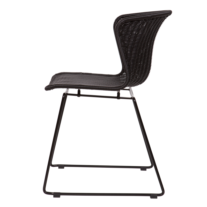 Lot de 2 chaises en aspect rotin et métal noir KASSIS