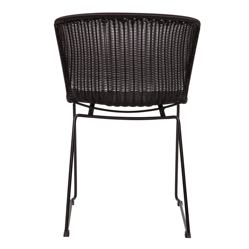 Lot de 2 chaises en aspect rotin et métal noir KASSIS