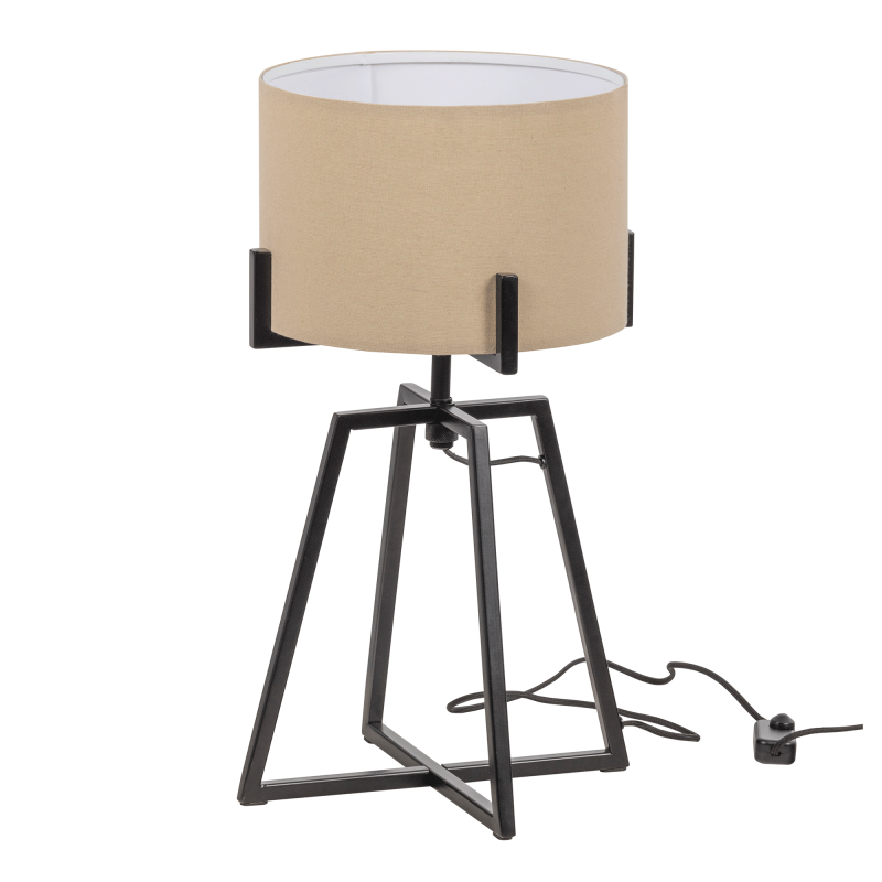 Lampe en métal noir et tissu naturel JINX