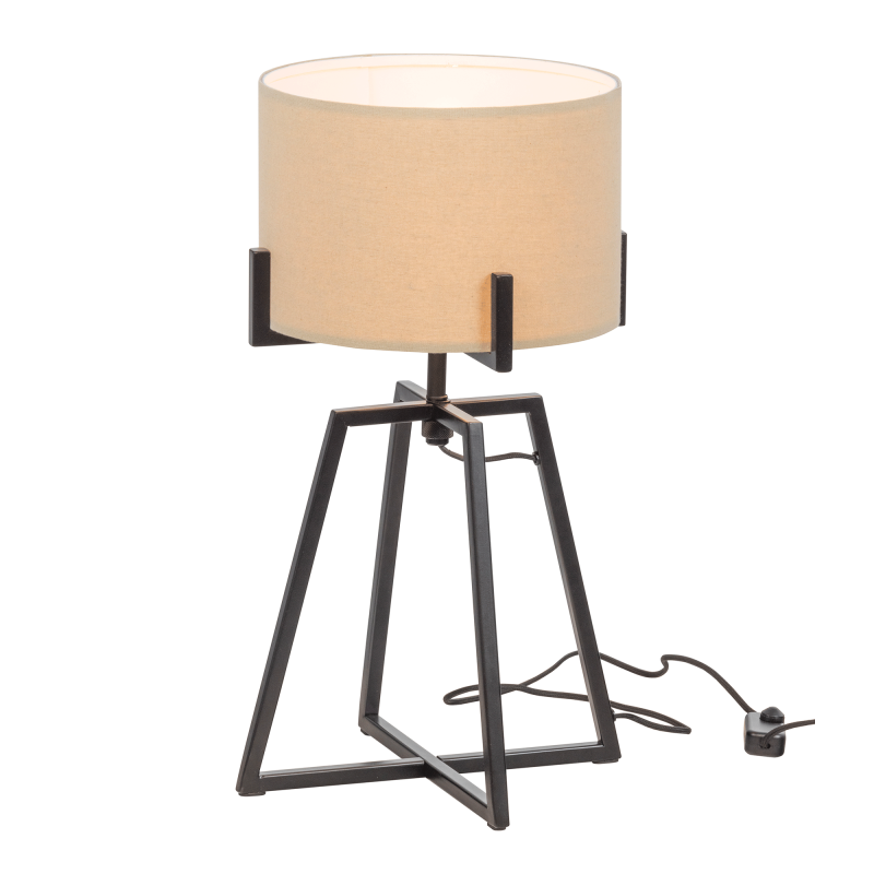 Lampe en métal noir et tissu naturel JINX