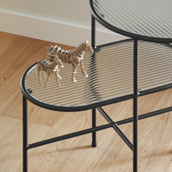Table gigogne minimaliste en métal et verre NIX