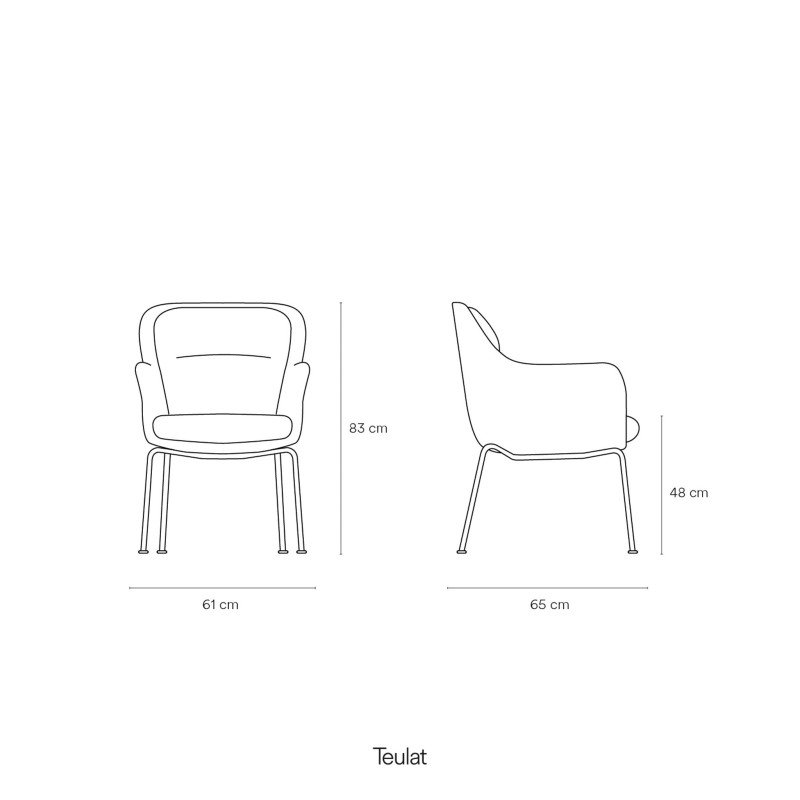 Chaise en tissu et métal avec accoudoirs SADIRA