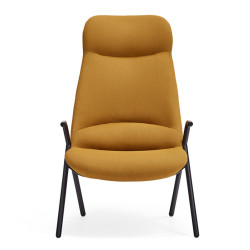 Fauteuil haut en tissu et métal avec accoudoirs DINS