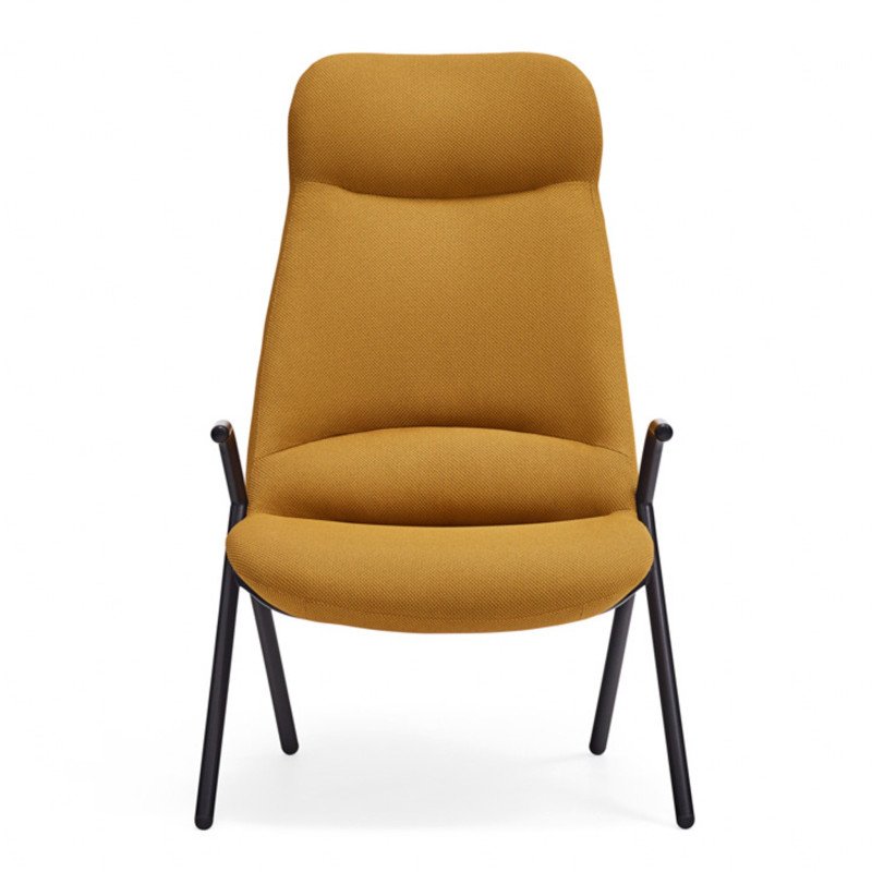 Fauteuil haut en tissu et métal avec accoudoirs DINS