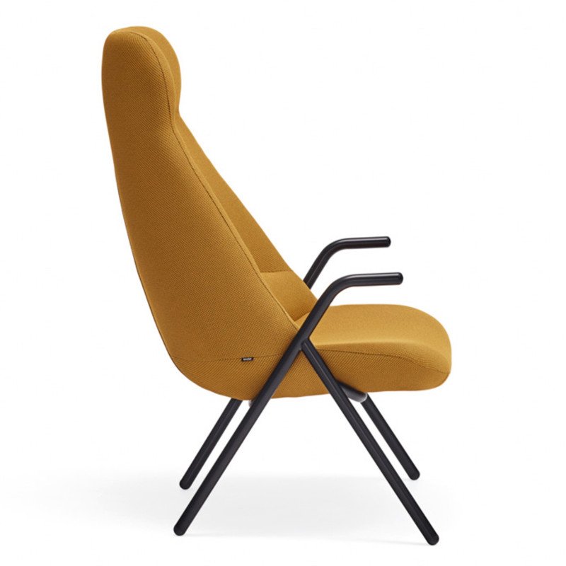 Fauteuil haut en tissu et métal avec accoudoirs DINS
