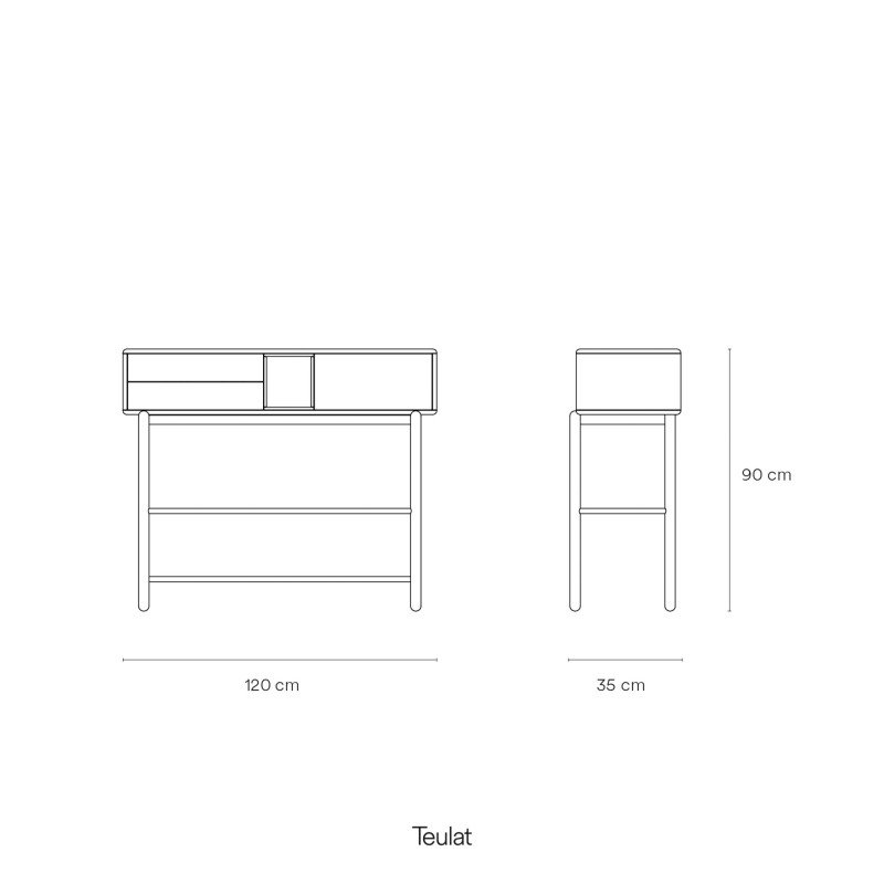 Console en bois 2 tiroirs avec niche CORVO