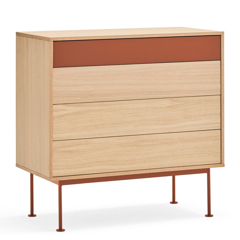 Commode tendance 4 tiroirs en bois et métal YOKO