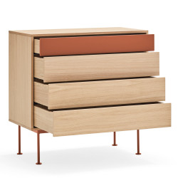 Commode tendance 4 tiroirs en bois et métal YOKO
