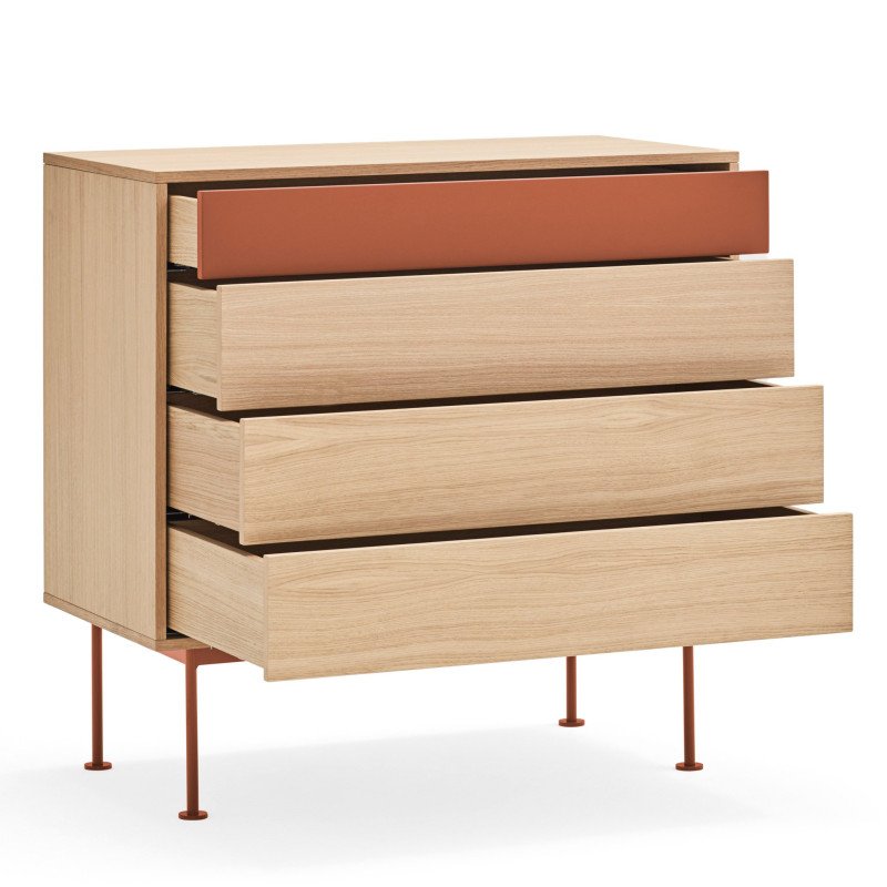 Commode tendance 4 tiroirs en bois et métal YOKO