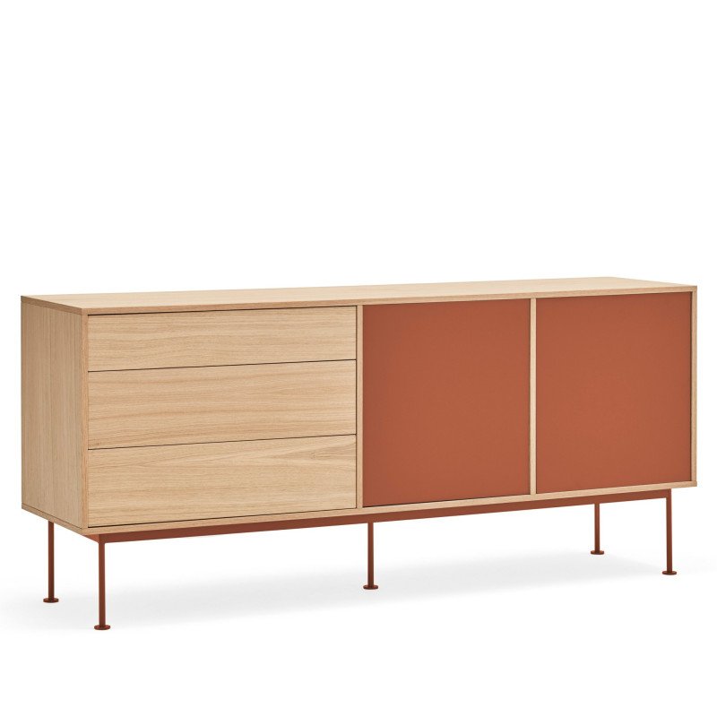 Buffet bas tendance 2 portes 3 tiroirs en bois YOKO