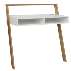 Bureau moderne 2 niches en bois blanc BART