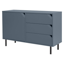 Buffet bas 118cm en bois 3 tiroirs 1 placard NATE
