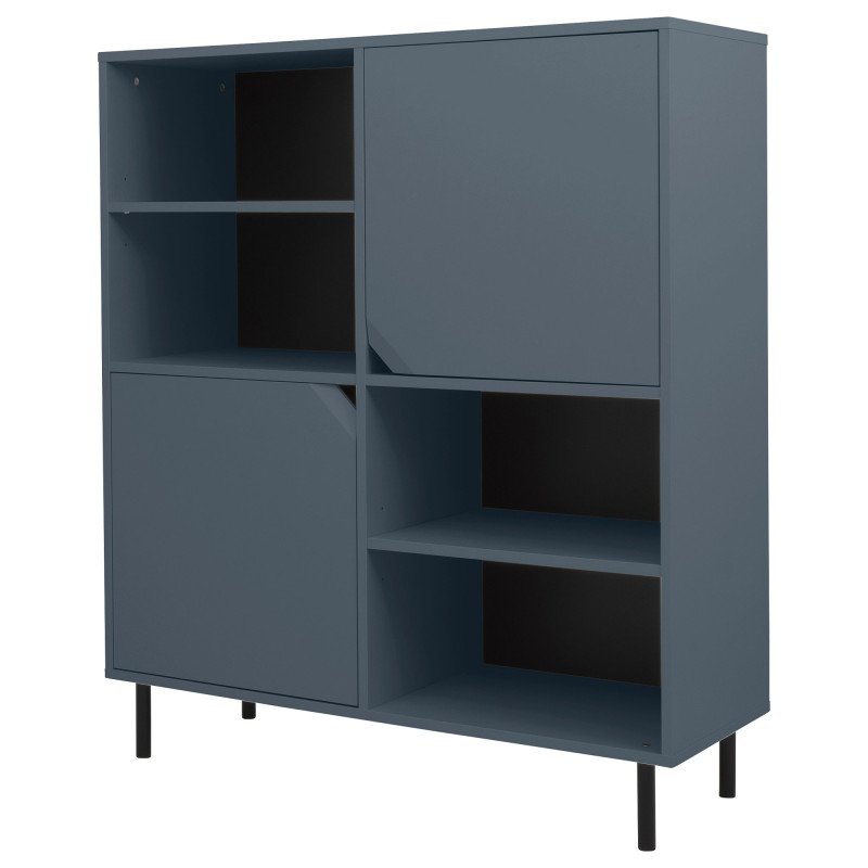 Buffet haut contemporain en bois avec niches et placards NATE