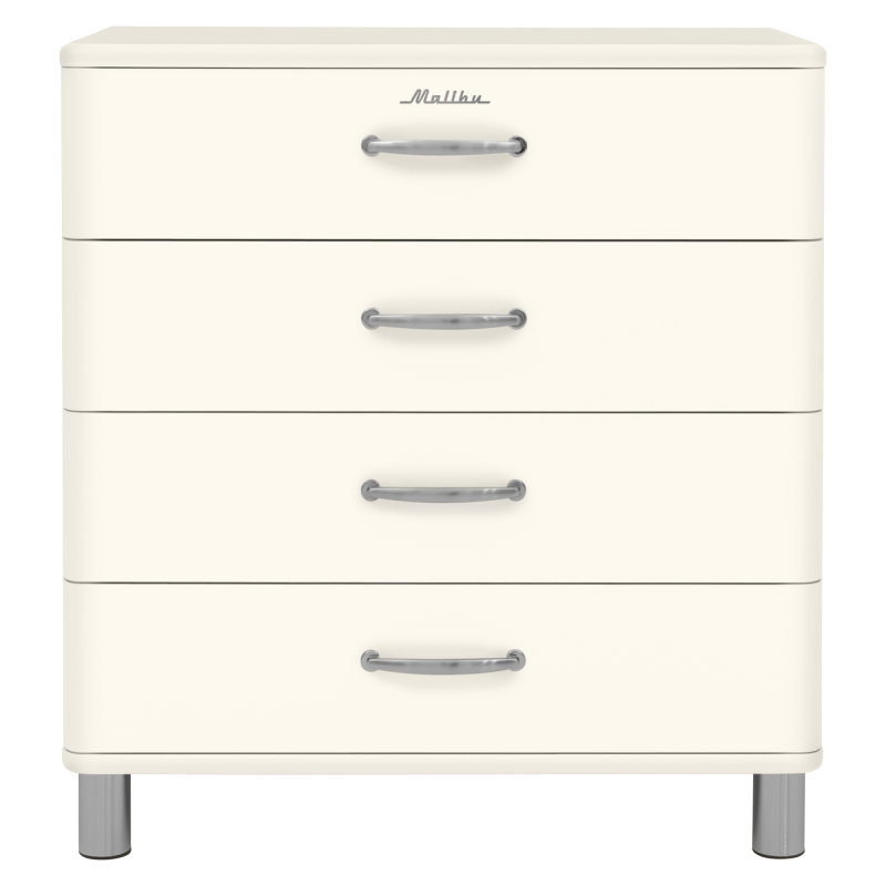 Commode style rétro 4 tiroirs 86cm MALIBU