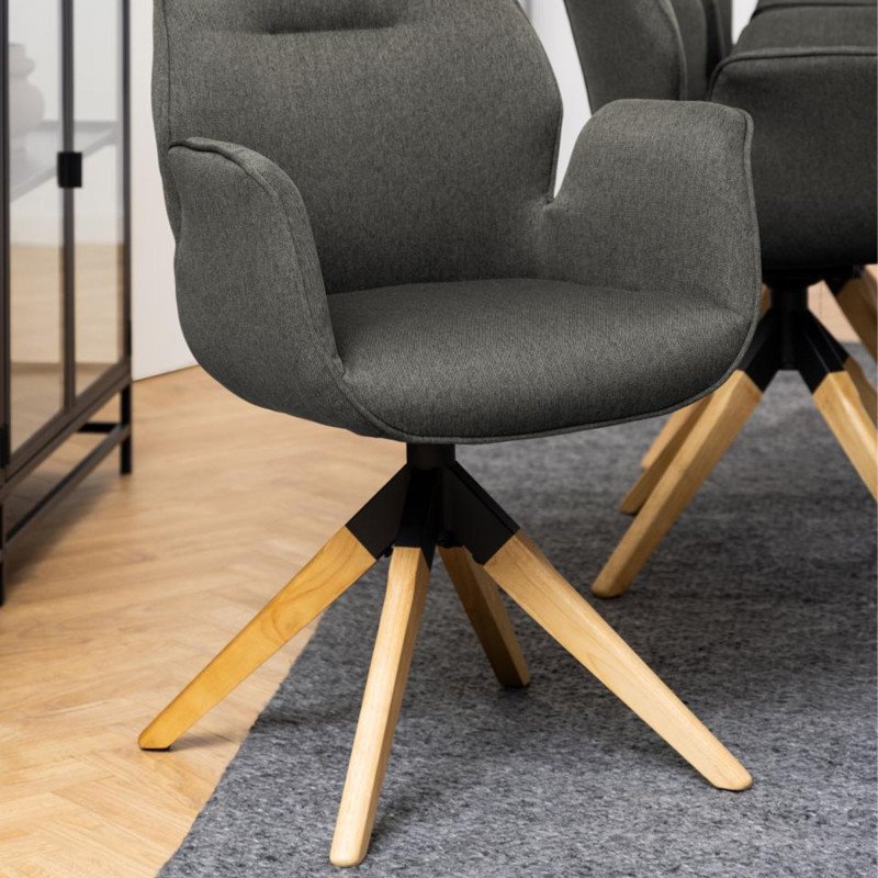 Chaise salle à manger avec accoudoirs en tissu AURORE