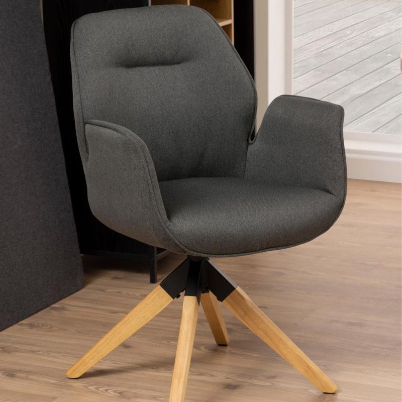 Chaise salle à manger avec accoudoirs en tissu AURORE