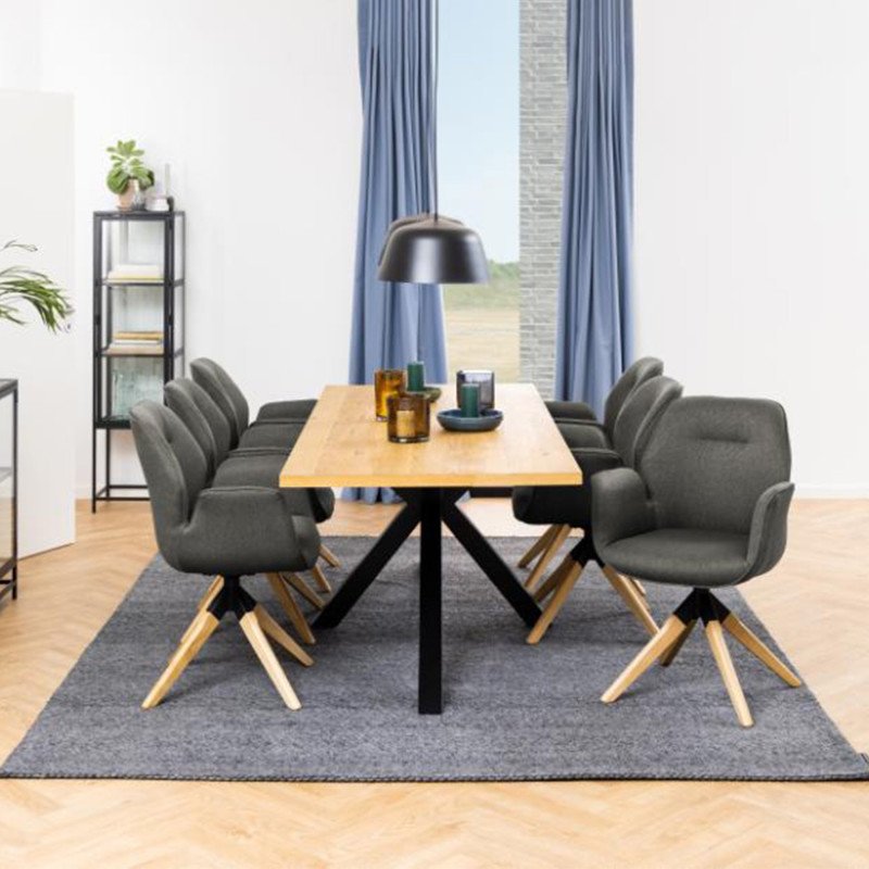 Chaise salle à manger avec accoudoirs en tissu AURORE