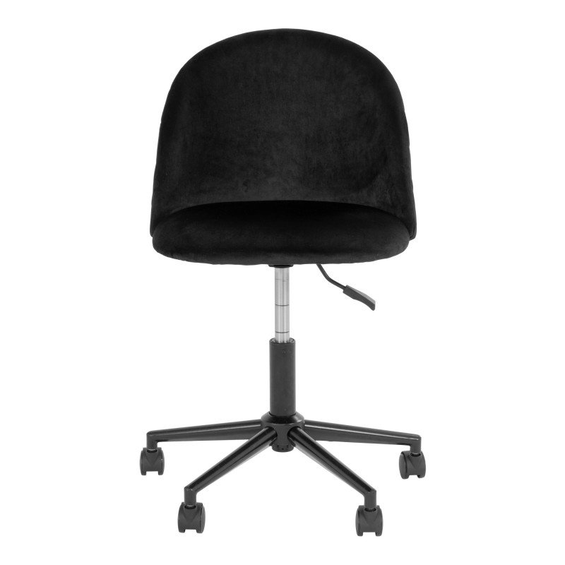 Chaise de bureau en velours noir effet matelassé GENEVIEVE