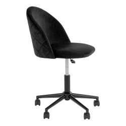 Chaise de bureau en velours noir effet matelassé GENEVIEVE