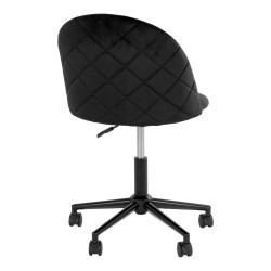 Chaise de bureau en velours noir effet matelassé GENEVIEVE