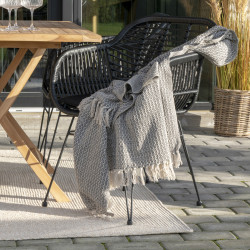 Tapis rectangle tressé beige 200cm en plastique recyclé MONICA