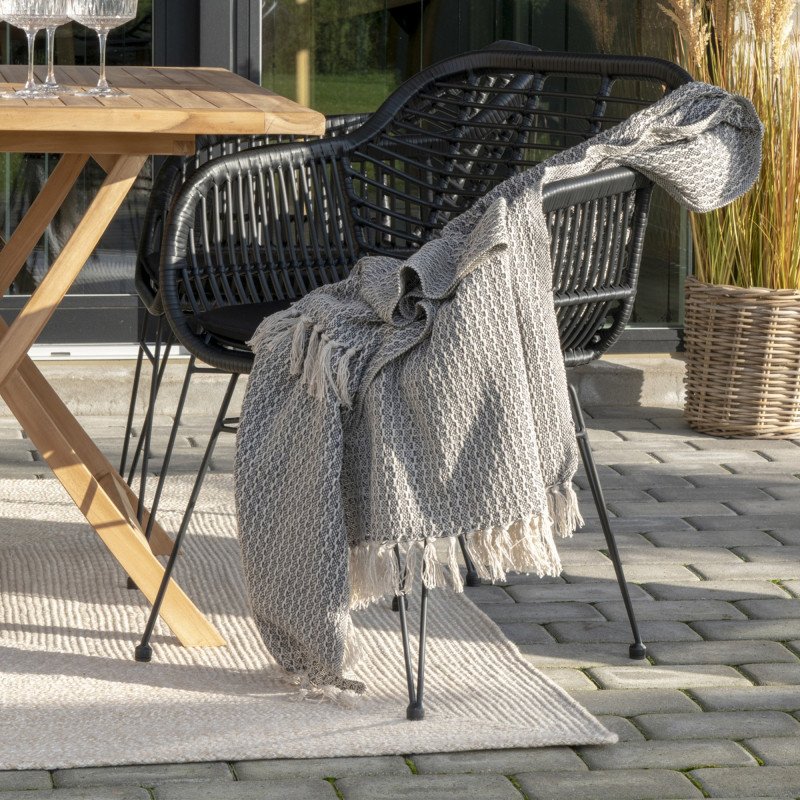 Tapis rectangle tressé beige 200cm en plastique recyclé MONICA