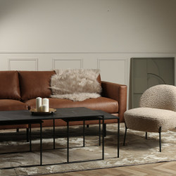 Canapé 2 places en tissu beige LIPOUR