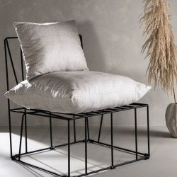 Fauteuil moderne en tissu beige et métal noir TEL