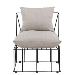 Fauteuil moderne en tissu beige et métal noir TEL