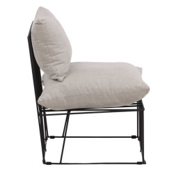 Fauteuil moderne en tissu beige et métal noir TEL