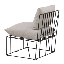 Fauteuil moderne en tissu beige et métal noir TEL