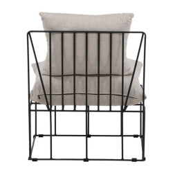 Fauteuil moderne en tissu beige et métal noir TEL