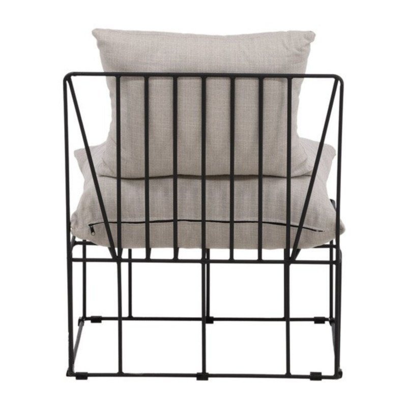 Fauteuil moderne en tissu beige et métal noir TEL