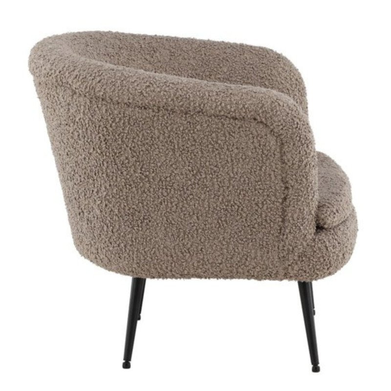 Fauteuil arrondi gris foncé en tissu bouclé et métal BOLS