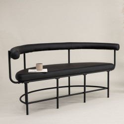 Banc en simili cuir et métal noir HUMBERT