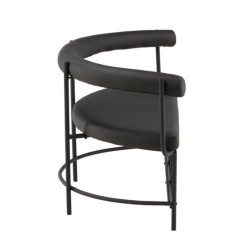 Banc en simili cuir et métal noir HUMBERT