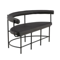 Banc en simili cuir et métal noir HUMBERT