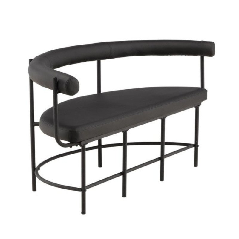 Banc en simili cuir et métal noir HUMBERT