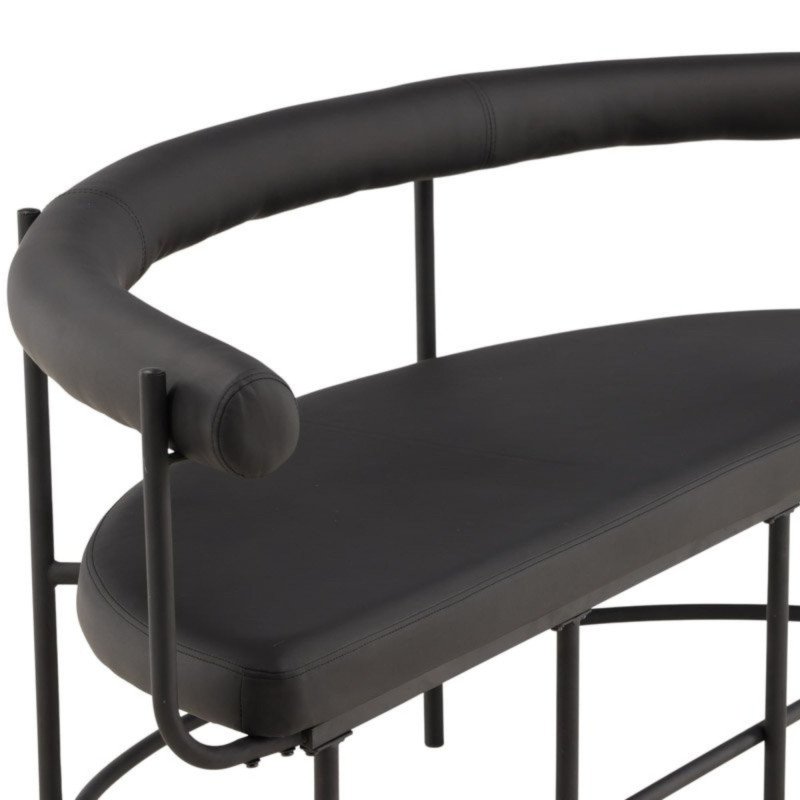 Banc en simili cuir et métal noir HUMBERT