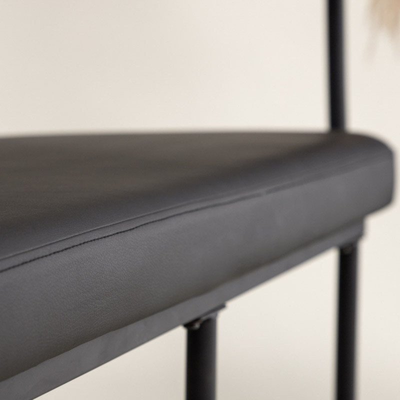 Banc en simili cuir et métal noir HUMBERT