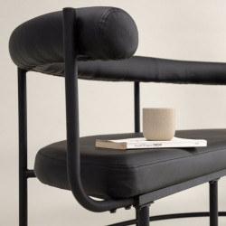 Banc en simili cuir et métal noir HUMBERT