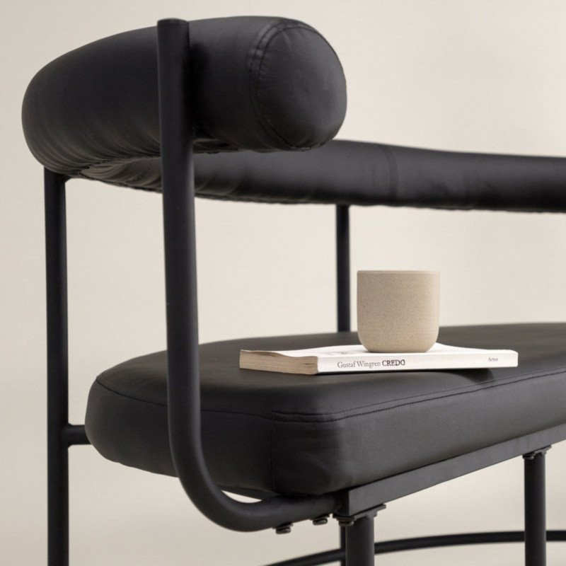 Banc en simili cuir et métal noir HUMBERT